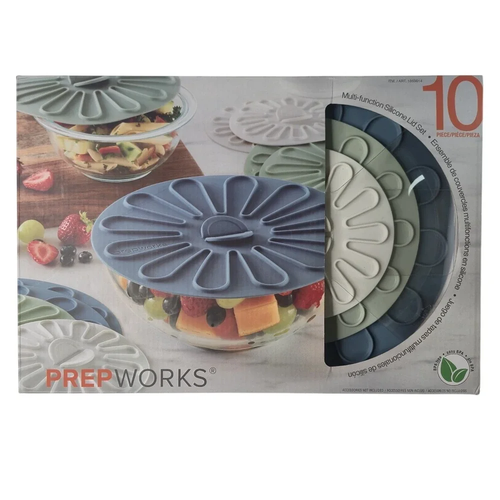 PrepWorks 10 Pc Multi-Function Silicone Lid Potholder Trivet Jar Gripper + More
